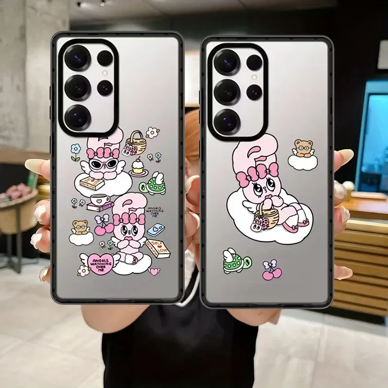 

Cloud Angel Rabbit Acrylic Black Border Case for Samsung Galaxy S26 S25 S24 S23 Ultra S26U S24+ S25+ S26 Plus Protective Case