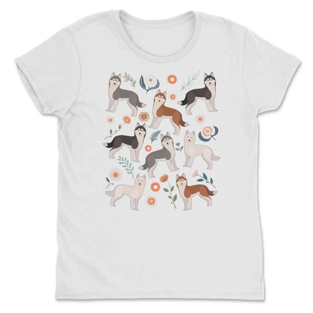 Husky Shirt Women Men Dog Lover Gift Tshirt Cute Dog T-shirt Husky Lover Red Black White Gray Husky Furry Fandom Mens Tops