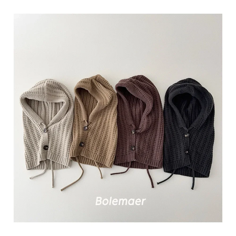 

2025 New Autumn Winter Baby Knit Caps Baby's Winter Shawl Hat Warm Ear Protection Caps Kids Accessories