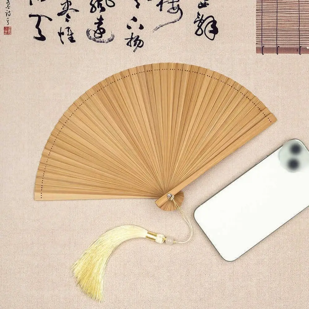 Chinese Style Solid Color Bamboo Fan Exquisite Retro Elegant Handheld Fans Portable with Random