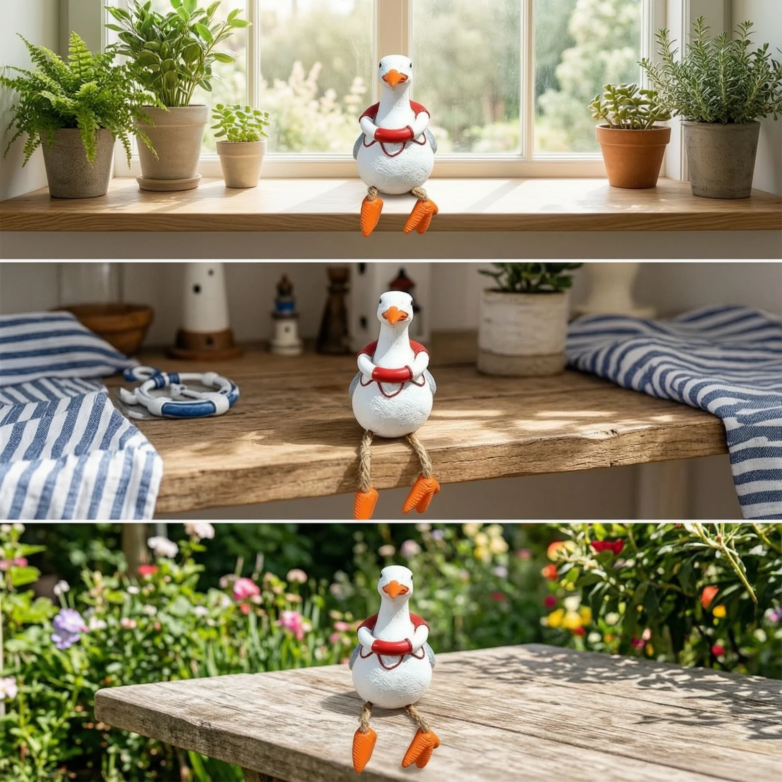 Seagull Figurine Nautical Sea Bird Figurine Bird Ornament Attractive Decor Lifelike for Shelf, Desk view 4