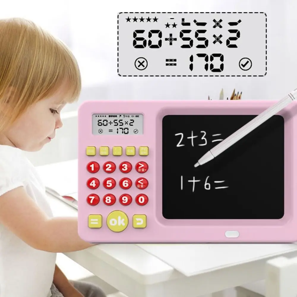 Calculatrice d'enseignement des mathématiques 2 en 1, écran LCD, calculatrice éducative, planche d'écriture, dessin Portable, planche à dessin pour enfants