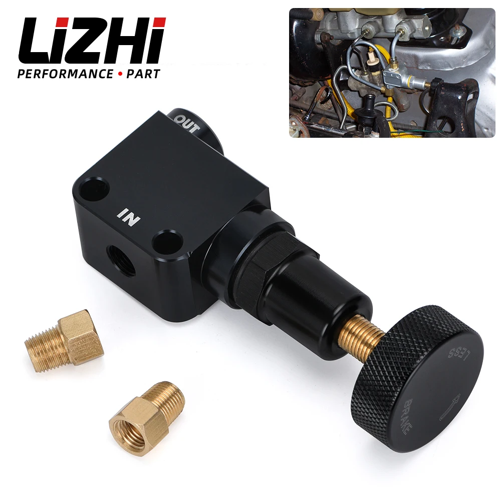 LIZHI - Brake Bias Proportioning Valve Pressure Regulator For Brake Adjustment 1/8-27 NPT Pressure Regulator Screw Knob Type