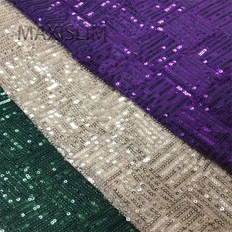 European And American Style 3MM Slightly Stretchy Mesh Sequin Fabrics Suit Evening Dress DIY Fashion Design Fabric Wide：125CM