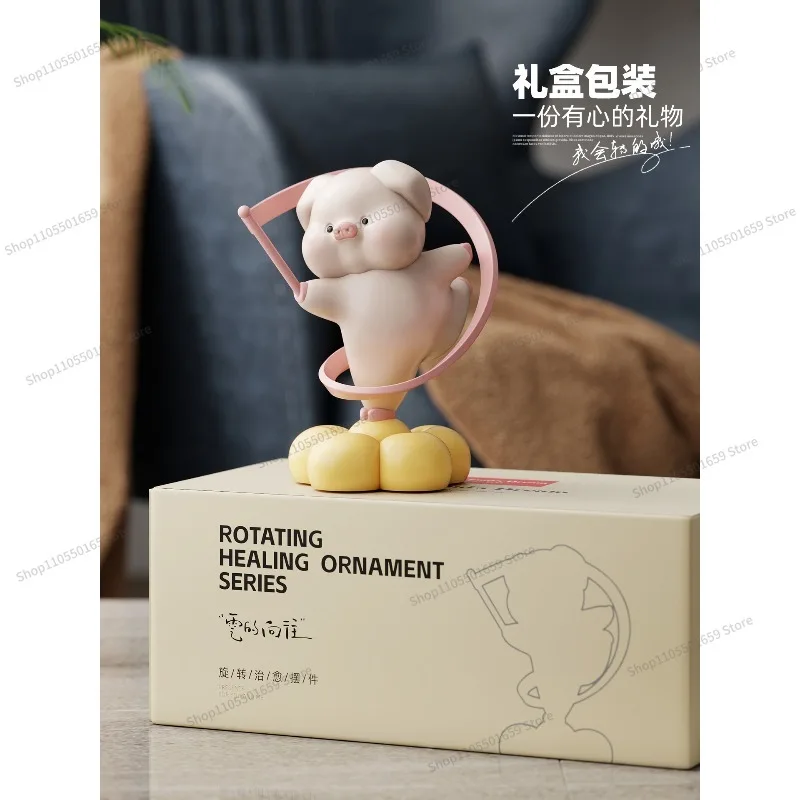 For cute rotating piggy table top ornament living room home decoration
