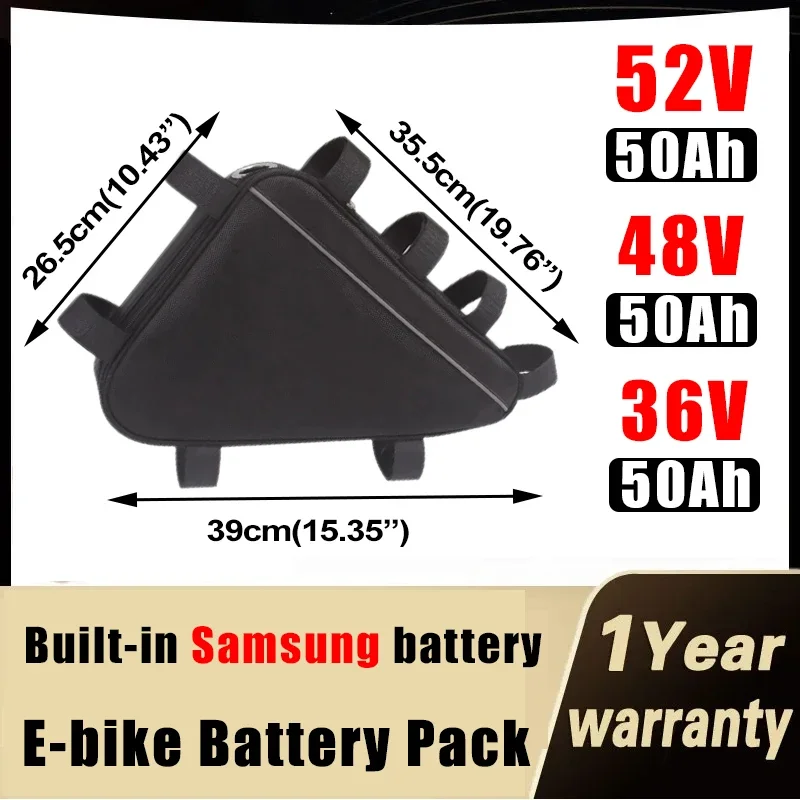 

60V 72V Triangle Ebike Lithium Battery52V 48V 36V 20AH 30AH 35ah 40AH 50Ah 60ah Huge Capacity 84v 3000W 18650 Cell with Charger