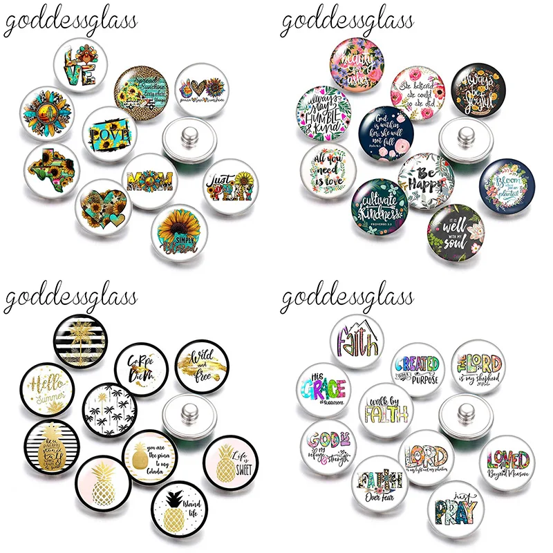 Quotes Patterns Artistic words Cross Faith Love Mom 10pcs Round photo 12mm/18mm snap buttons for DIY 12mm/18mm snap jewelry