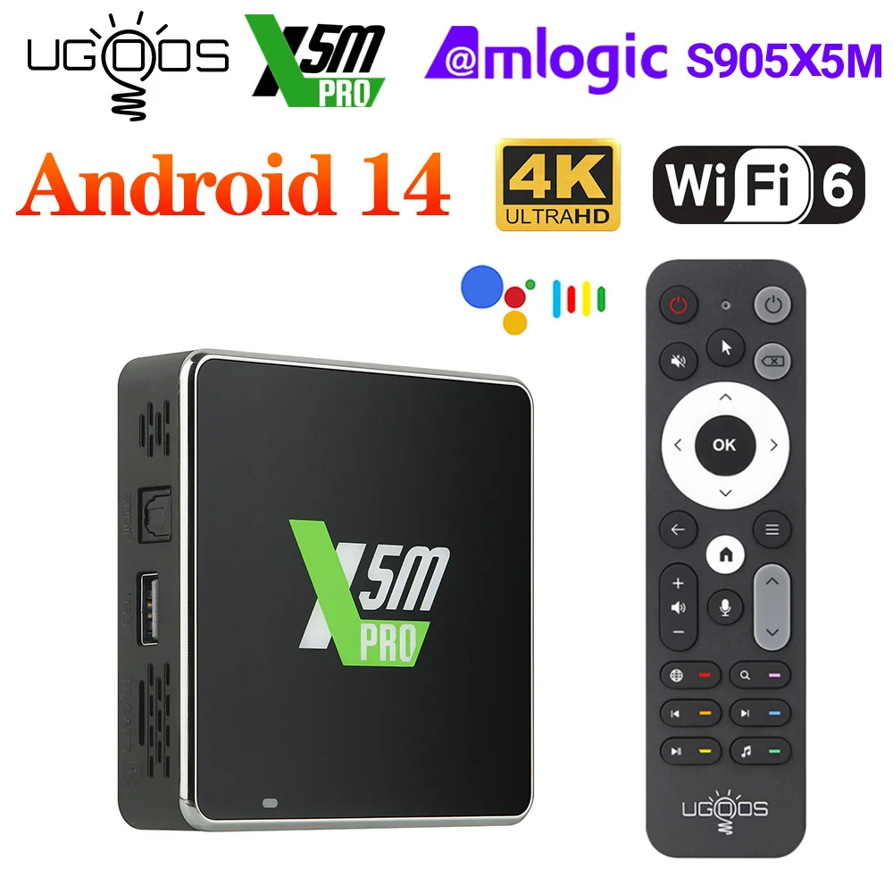 Ugoos X5M Pro S905X5M Android 14 OS 4GB 32GB X4Q Plus TV Box Android 11 Smart TV Box S905X4 DDR4 Wi-Fi 1000M TV Box Set Top Box