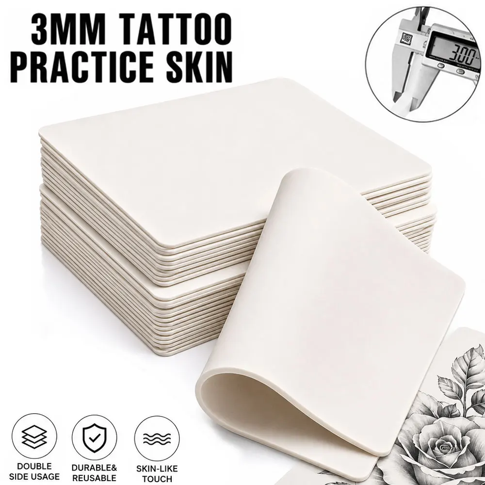White 3mm Tattoo Practice Skin Blank Double Sides Silicone Microblading Permanent Makeup Synthetic Leather Practice Fake Skin