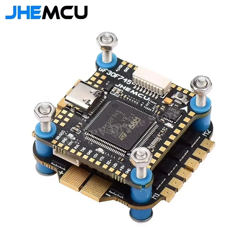 

JHEMCU GF30F745-ICM Flight Controller Stack Black Box 16MB With AM32 60A 4in1 ESC 3-6S 30.5X30.5mm for RC FPV Racing Drone Parts