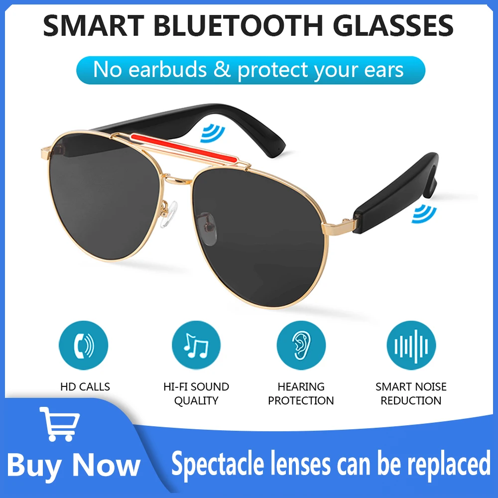 

Newest Bluetooth Headphones Smart Glasses Replaceable Prescription Lenses Call Music Anti Blue Light Glasses With Sports Glasses