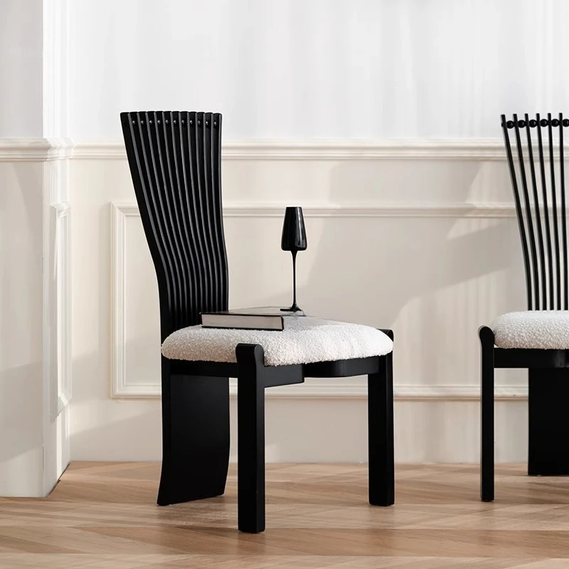 

Solid wood dining chair home office back chair leisure retro fan back