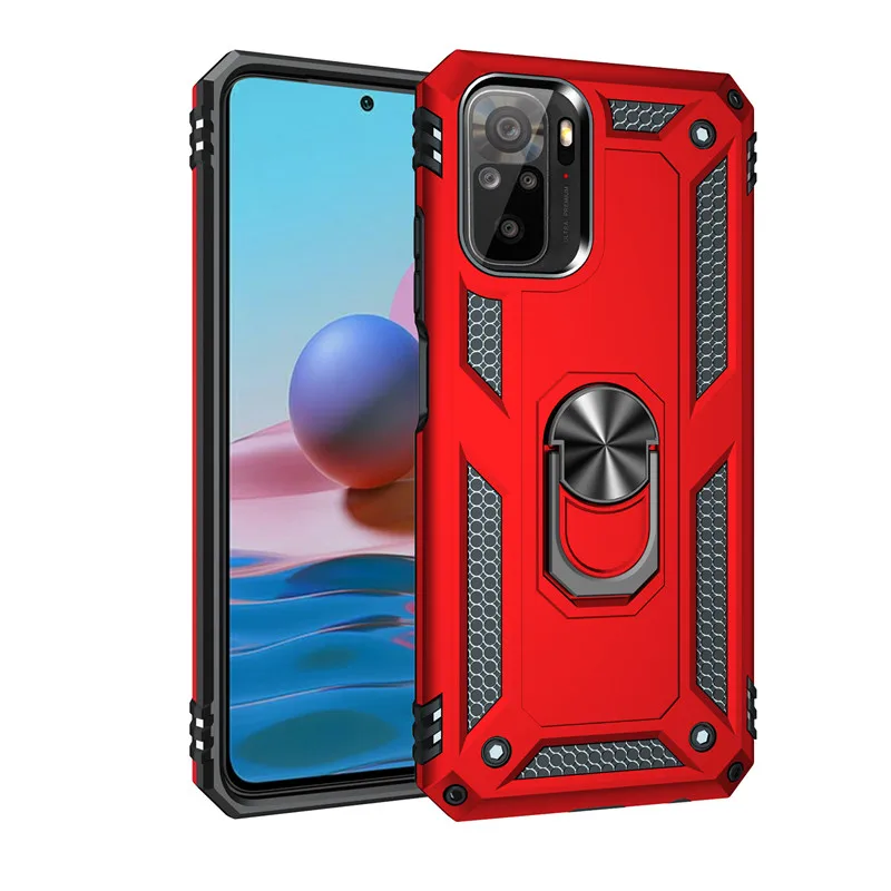 For Xiaomi Redmi Note 10 4G Case Shockproof Armor Stand Holder Car Ring Phone Case for Redmi Note 10s Silicone Bumper Cover Capa