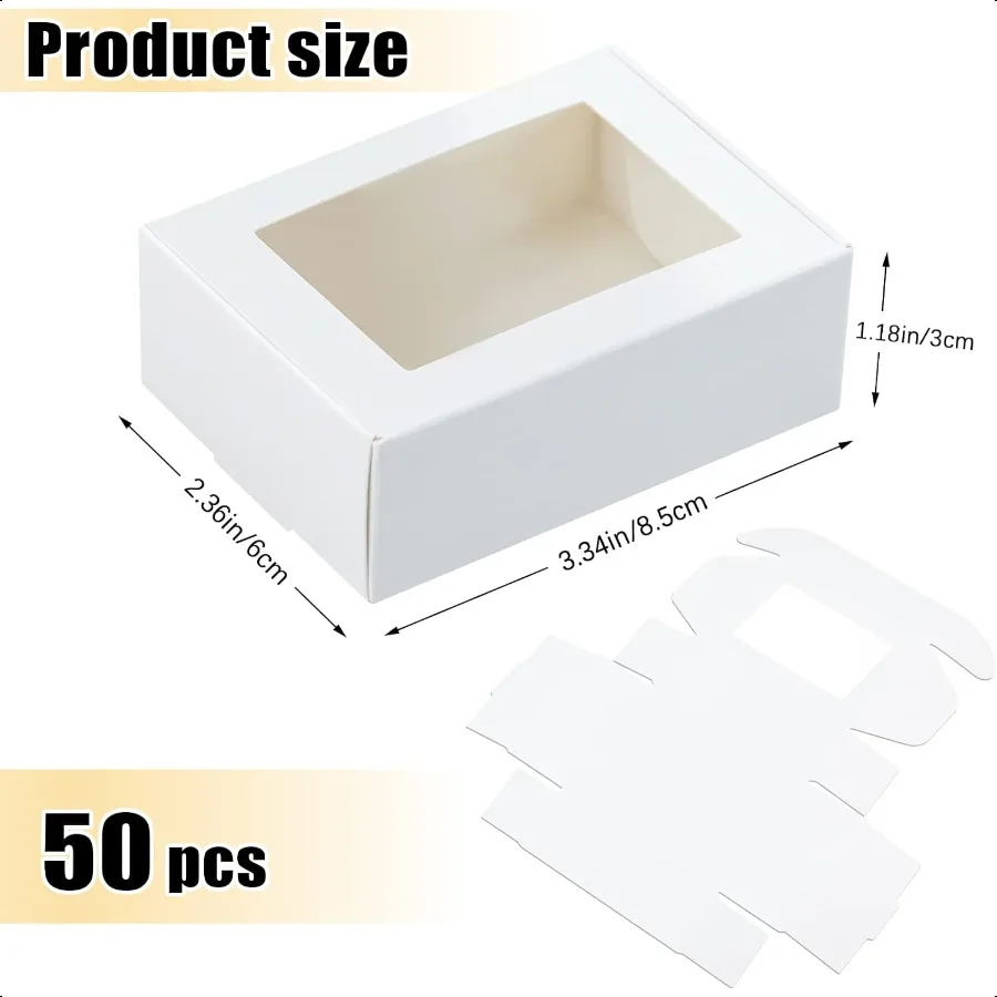 Caixas de papel Kraft Mini Rec com janelas transparentes