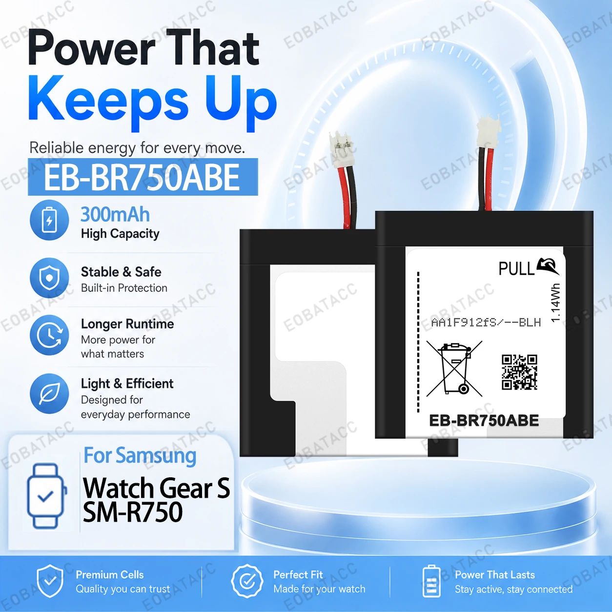 Brand New 300mAh EB-BR750ABE Battery for Samsung Watch Gear S/SM-R750 battery Repair Tools Kit
