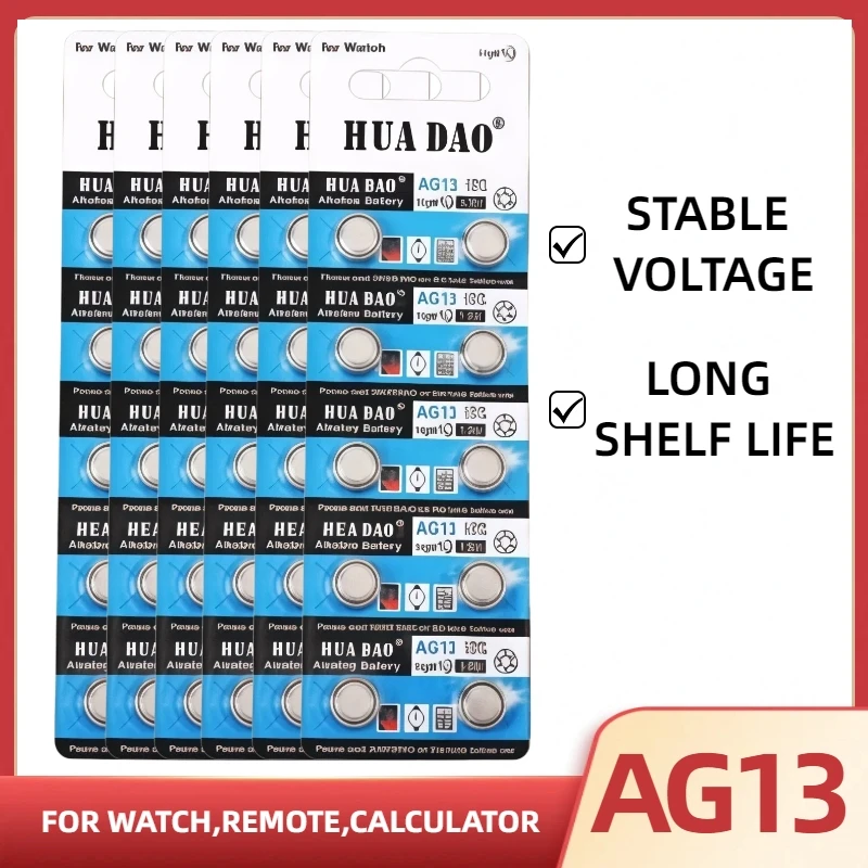 Ag13 Lr44 1.5V Alkaline Button Battery A76 357A Lr1154 Sr1154 Stable Energy For Watch Car Key Remote Electric Toy