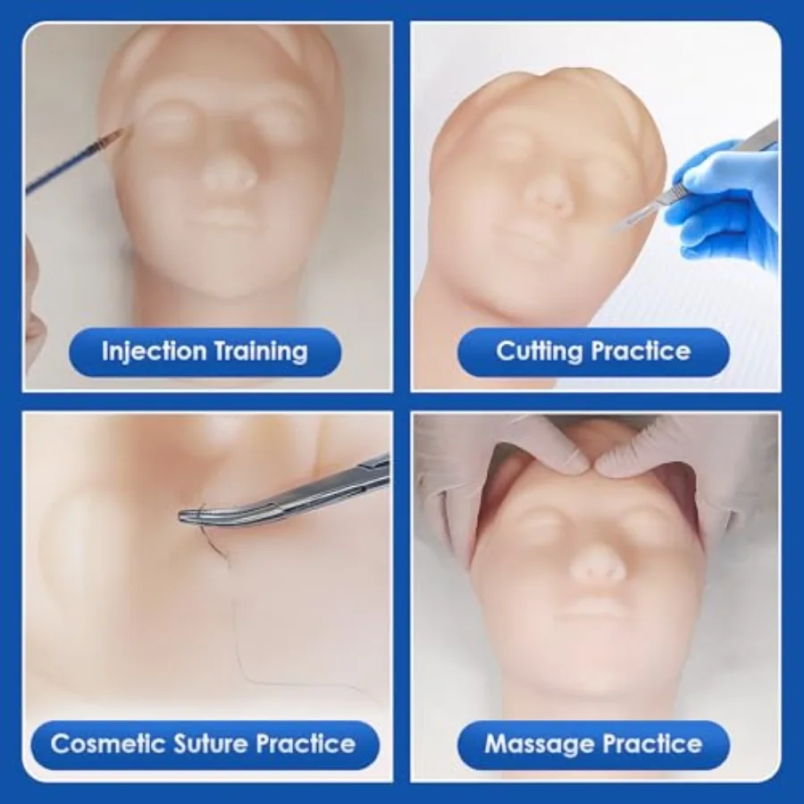 عارضة أزياء للتدريب على الحقن، نموذج رأس لتدريب ممارسة التدريس بالبلاستيك الدقيق لطلاب الطب والجمالي