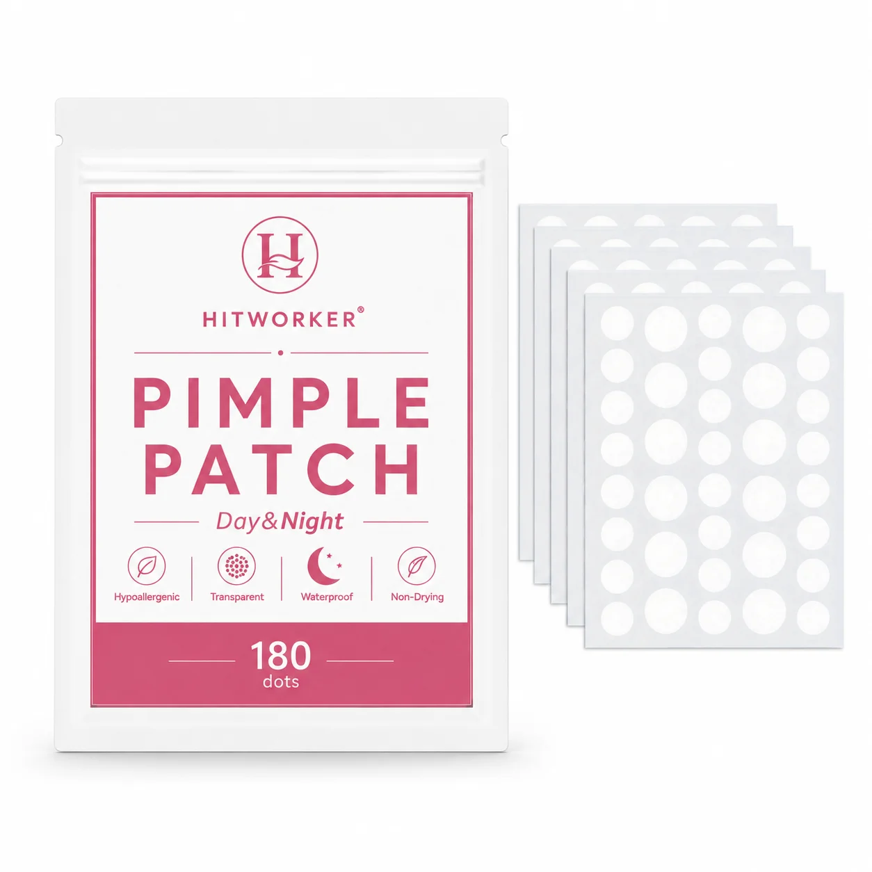 180PCS Clear-Look Pimple Patches, Day & Night Transparent Patches for Everyday Beauty Care