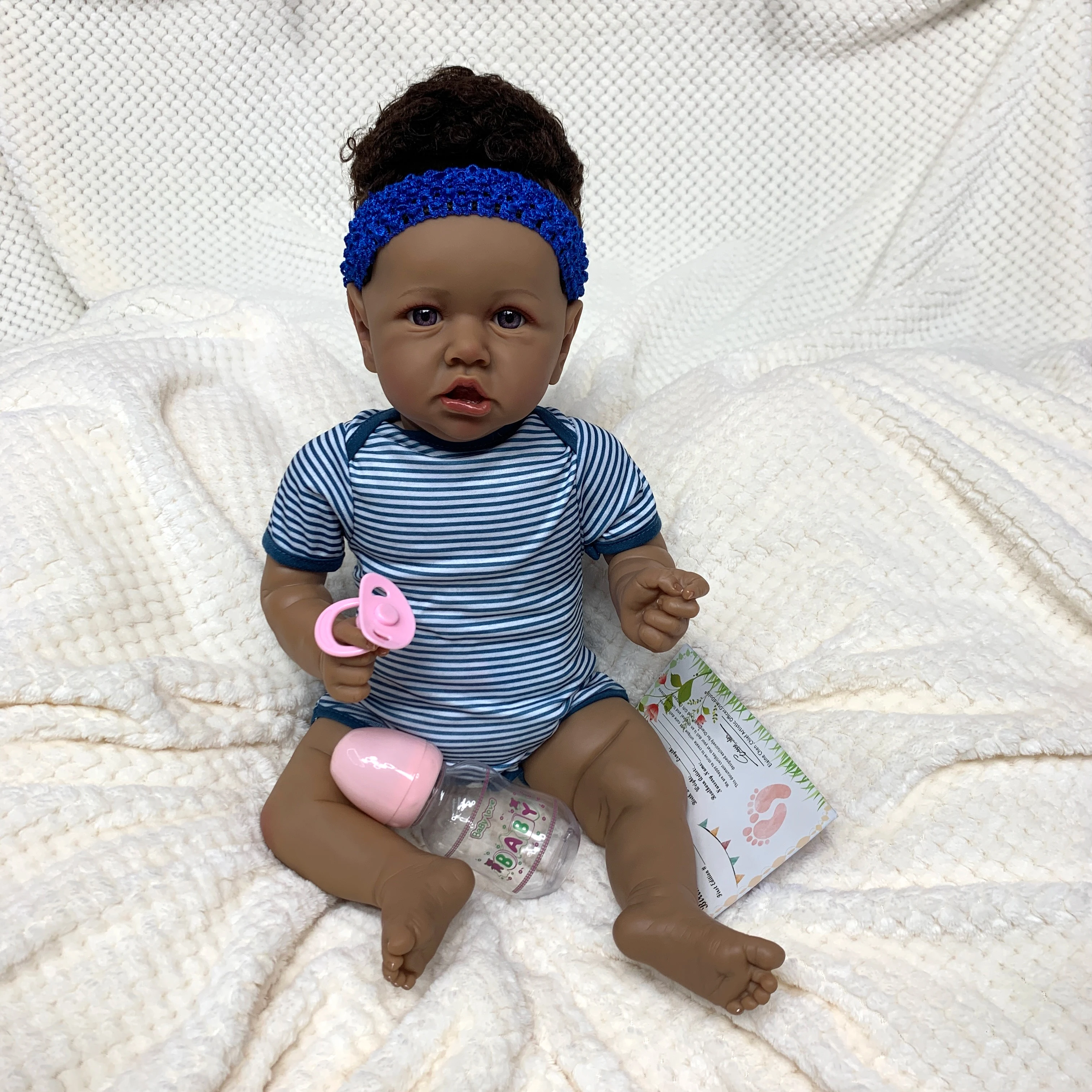 Bambole Reborn Saskia Bebê da 20 pollici in pelle scura dipinte Bambole per neonati con capelli radicati Giocattoli per bambole per regalo per bambini Reborn bonecas