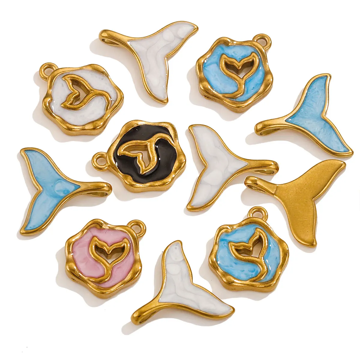 

5 Pcs Stainless Steel Enamel Blue Mermaid Tail Ocean Charm Pendant for DIY Jewellery Making Necklace Accessories Bracelet Beads