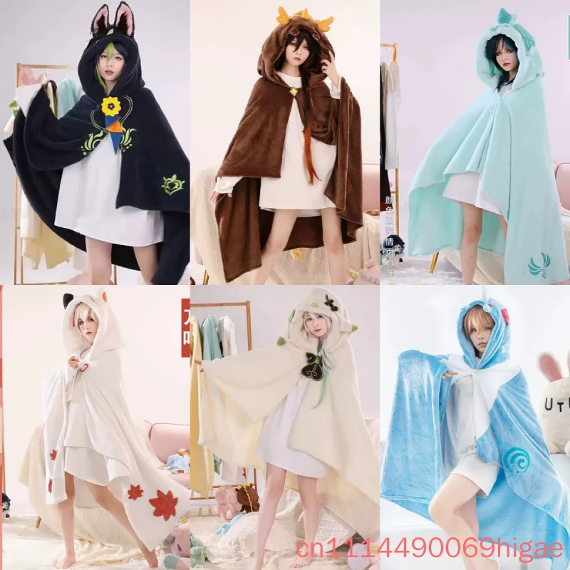 Genshin Impact Kazuha Scaramouche Wanderer Venti Hutao Cosplay Decke Umhang Cape Anime Peripherie Pyjama Anime Kostüm Hoodie