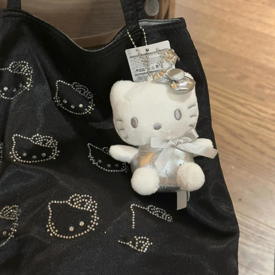 Olá kitty 50th aniversário prata-branco mochila pingente anime menina coração bonito boneca de pelúcia chaveiro presente das meninas