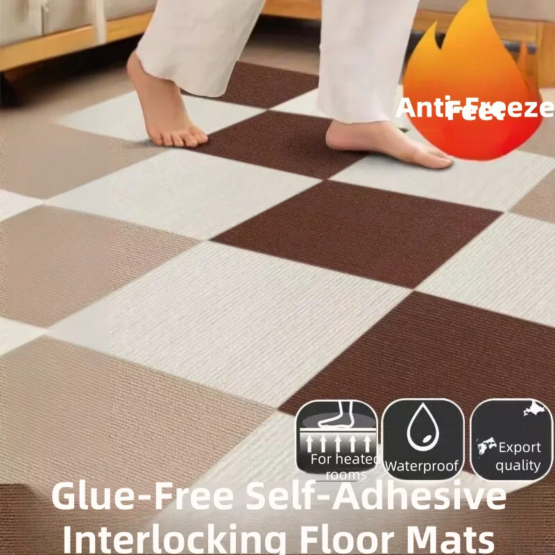 Washable Glue-Free Self-Adhesive Carpet Tiles – Electrostatic Adsorption, Non-Slip, Cut-to-Fit for Bedroom, Home & Office,