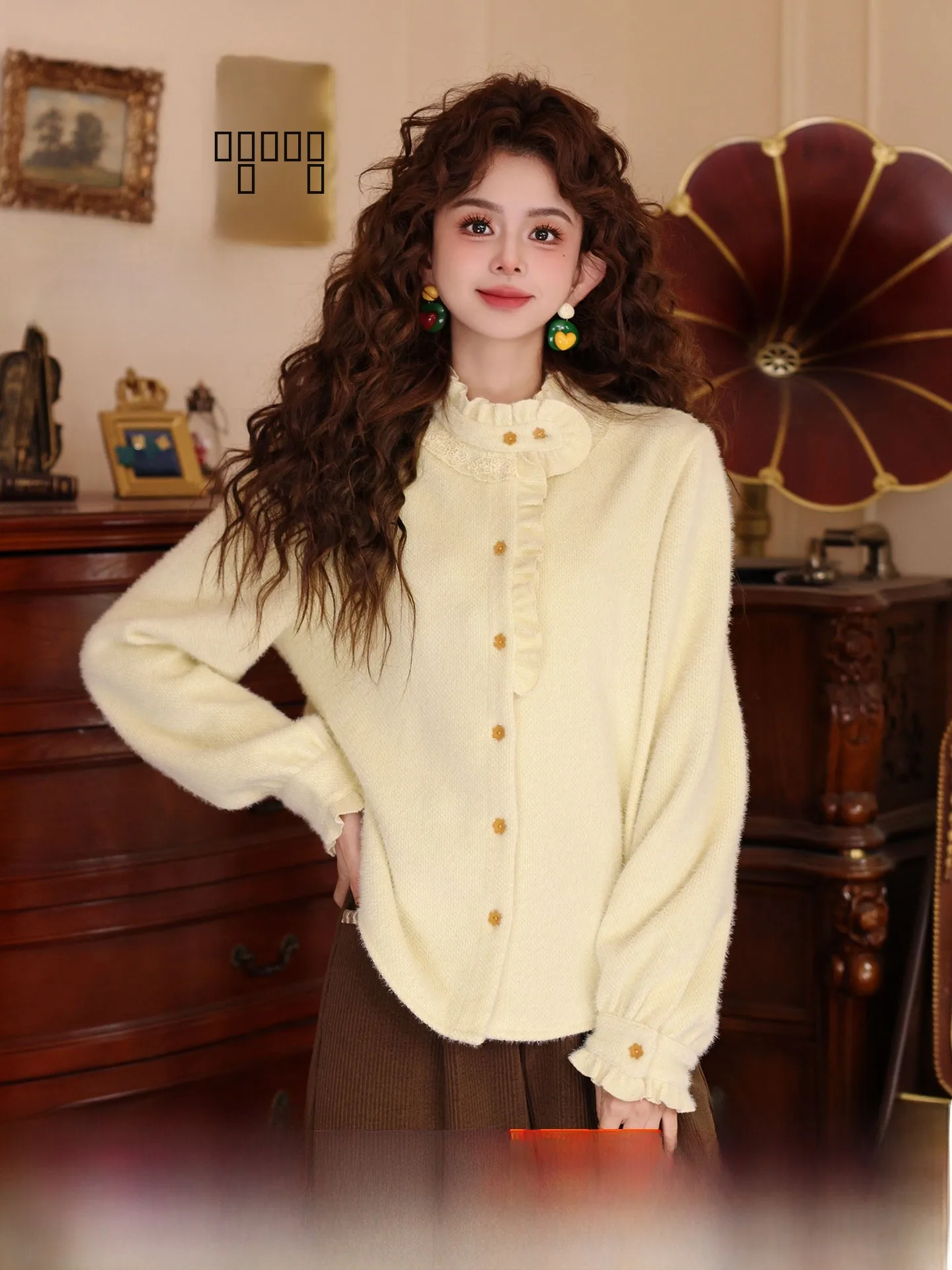 

Chen Jiajie Moon Do Solo Boat Уникальная привлекательная длинная свековая свободная женская блузка irt осень-зима из мягкого полиэстера вязаная блузка