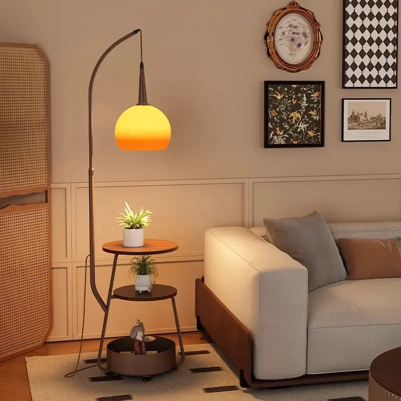 

Middle Ancient Style Bedroom Floor Lamp Retro with Coffee Table Creative Bedside Light Sofa Side Ambient Lighting Fixture