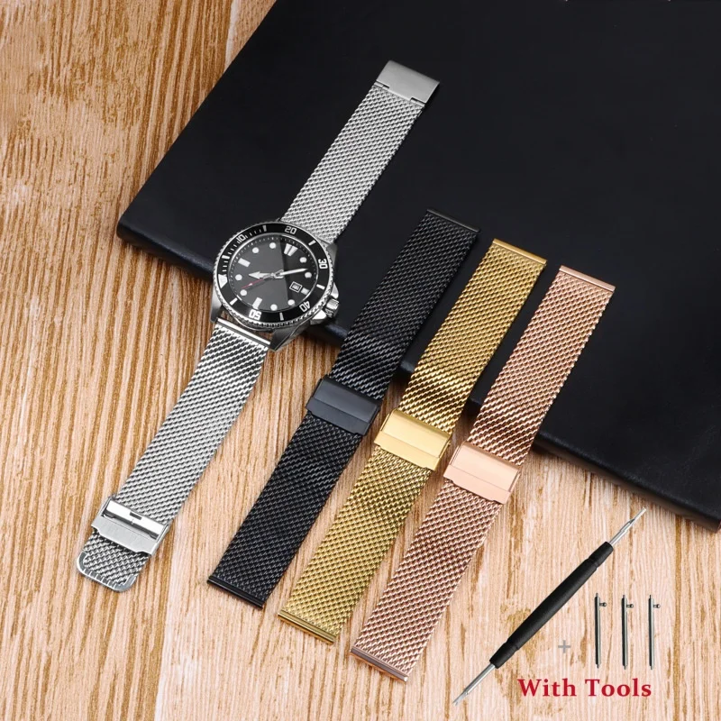 

18mm 20mm 22mm Quick Release 1.0mm Thicken Milanese Watch Strap Replacement for Universal Waterproof Watch Band Accessories