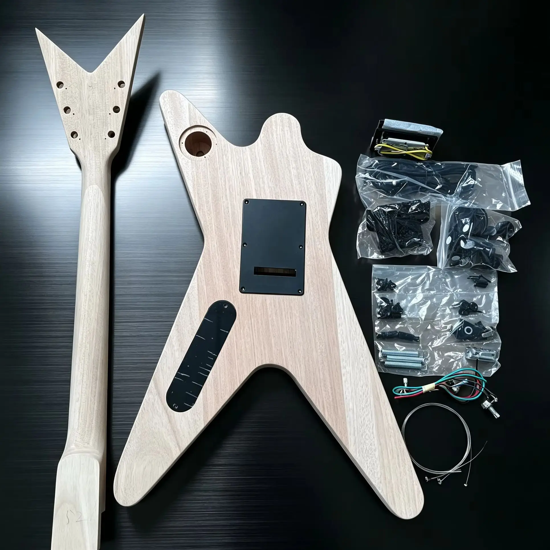 Unfinished DIY Electric Guitar Kit Raw Mahogany Body Rosewood Fretboard Full Hardware Pickups Wiring Assembly Set