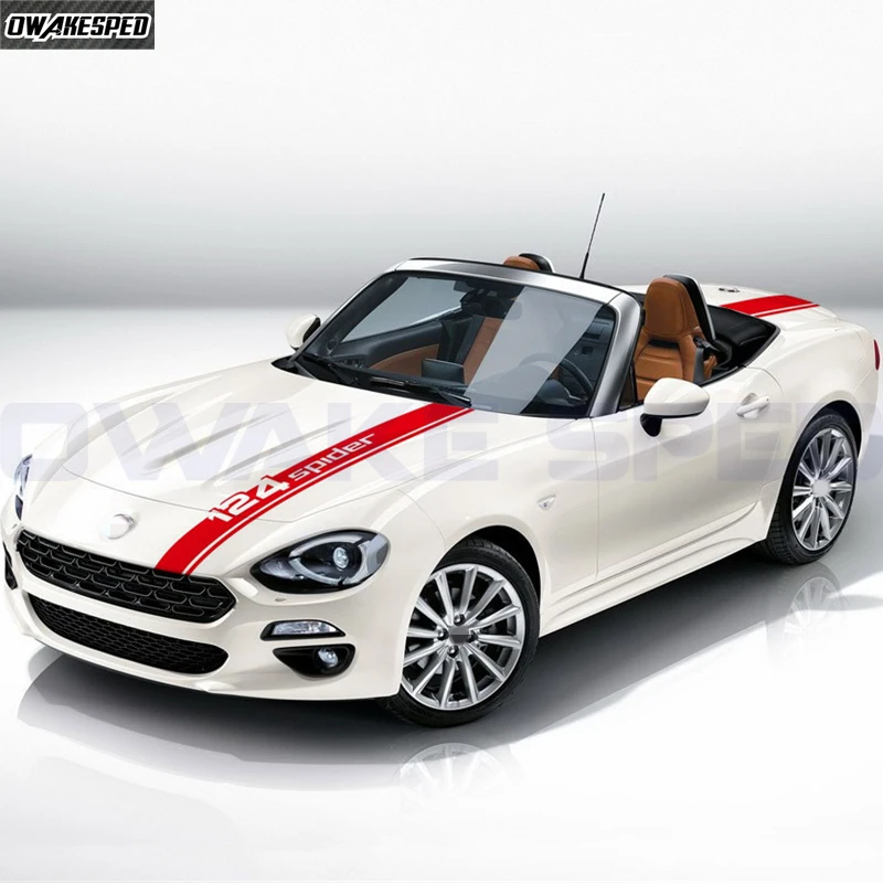 2PCS Car Hood Tail Decor Sticker For-Fiat 124 Spider Racing Accessories Sport Stripes DIY Film Customized Vinyl Decals