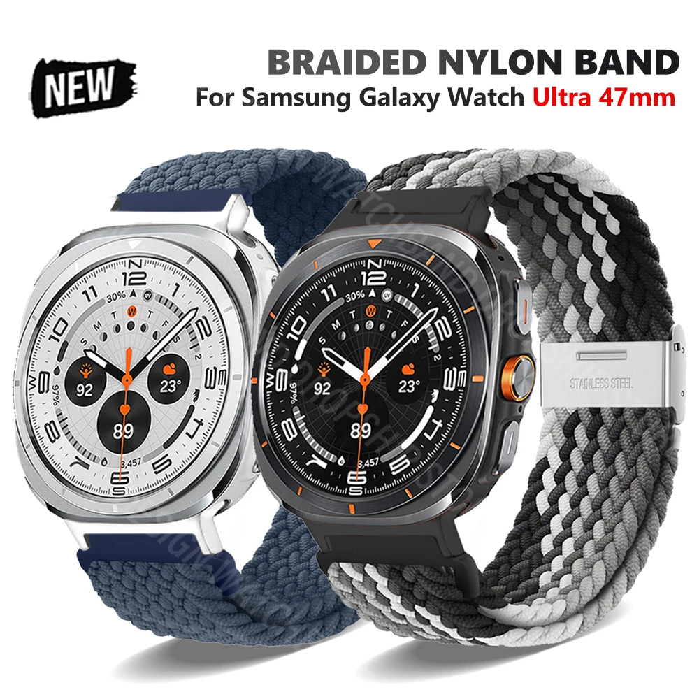 Braided Nylon Watch Band for Samsung Galaxy Watch Ultra 47mm Sports Elastic Strap for SAMSUNG GALAXY ULTRA 47MM Bracelet Correa