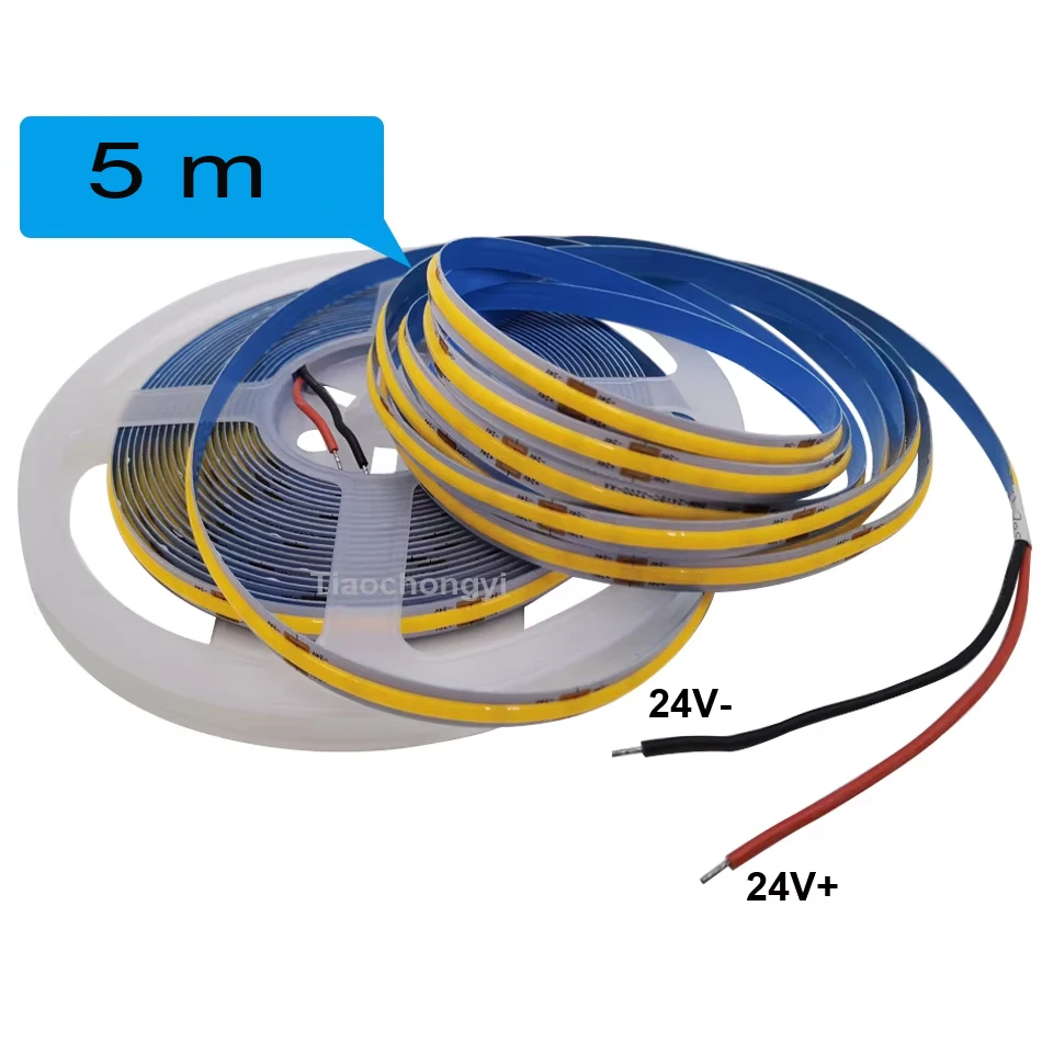 COB LED Strip light DC12V 24V 320LEDs/m High Density Flexible FOB Tape RA90  white warm white light  for House Decor Lighting