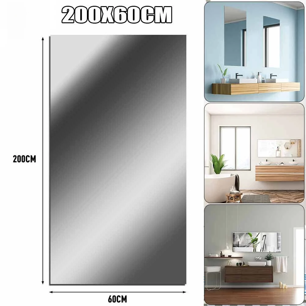 Miroir autocollant multifonctionnel de 200 cm haute définition - Miroir mural pleine longueur pour studio de danse et décoration de salle de sport à domicile, installation facile, design moderne, finition élégante, surface lisse, miroir facile à installer, pour propriétaires de studios
