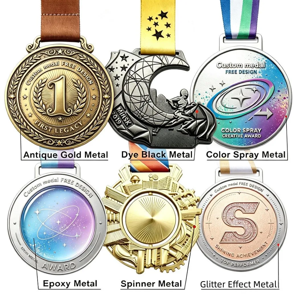 Custom Sports Medallion 3D Hollow Enamel Antique Metal Competition Award Custom Logo Finisher Medal