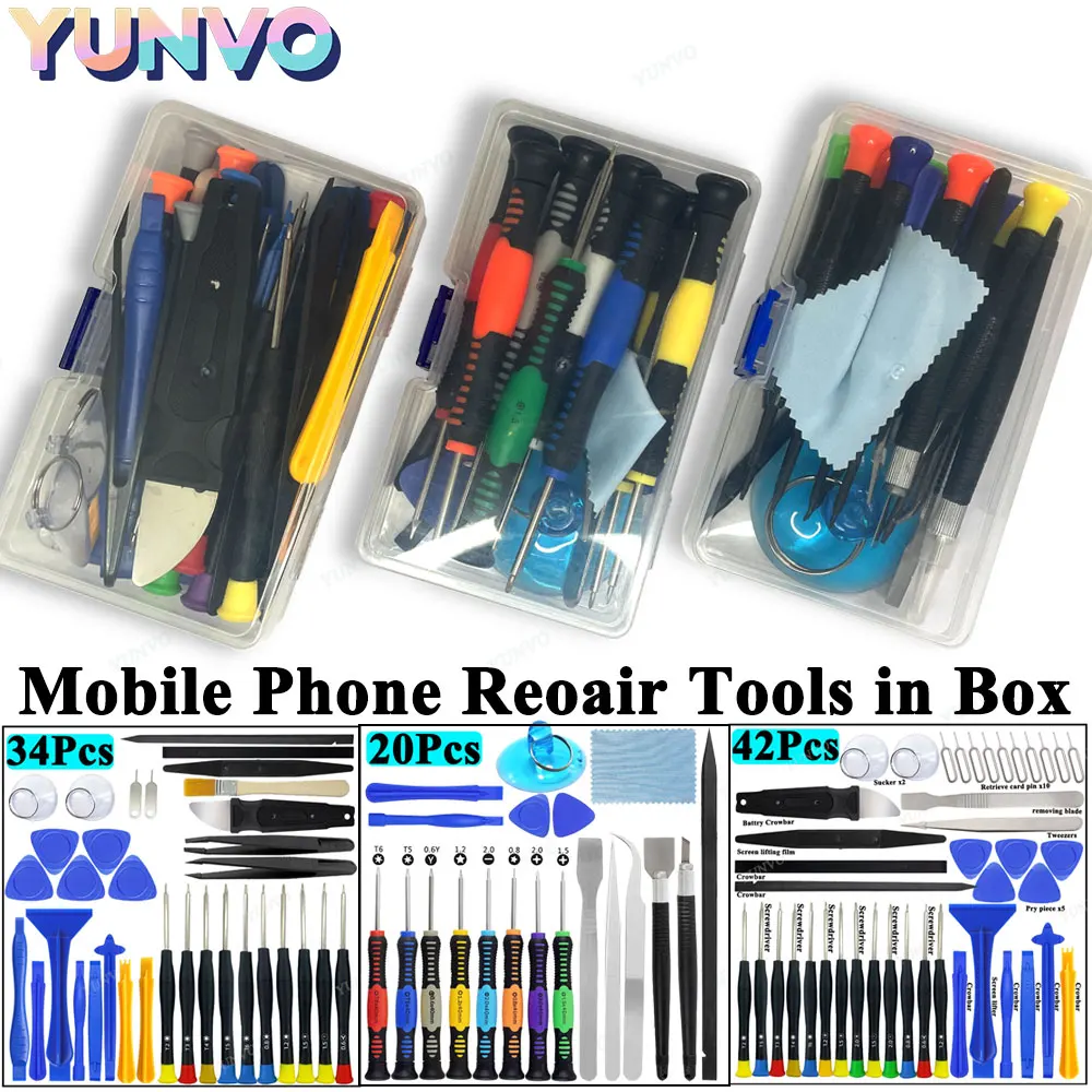 20/34/42Pcs Mobile Phone Repair Screwdriver Tool Set in Storage Box, Spudger Pry Opening Disassembly Kit for iPhone iPad Samsung
