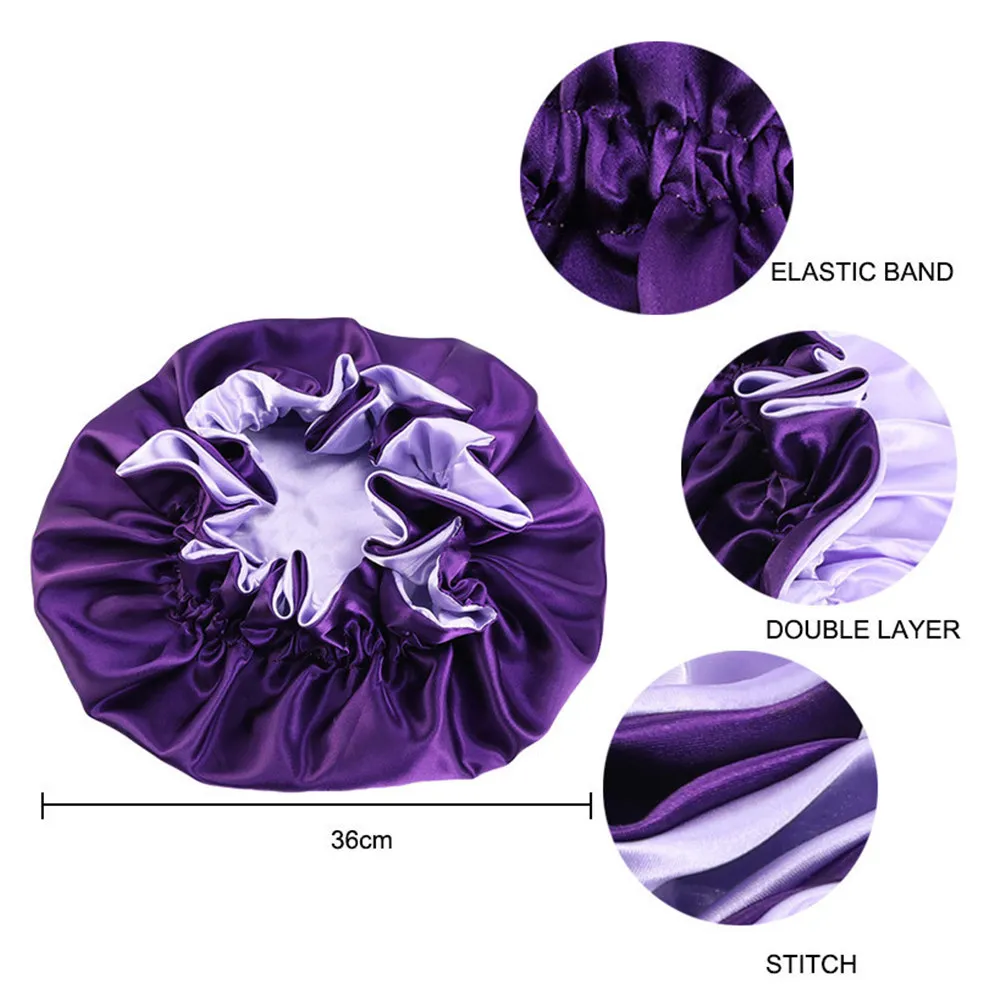 3Pcs Satin Wide-Brimmed Sleeping Caps Hair Loss Protector Hair Care Bonnet Chemotherapy Night Home Travel Wide-Brimmed
