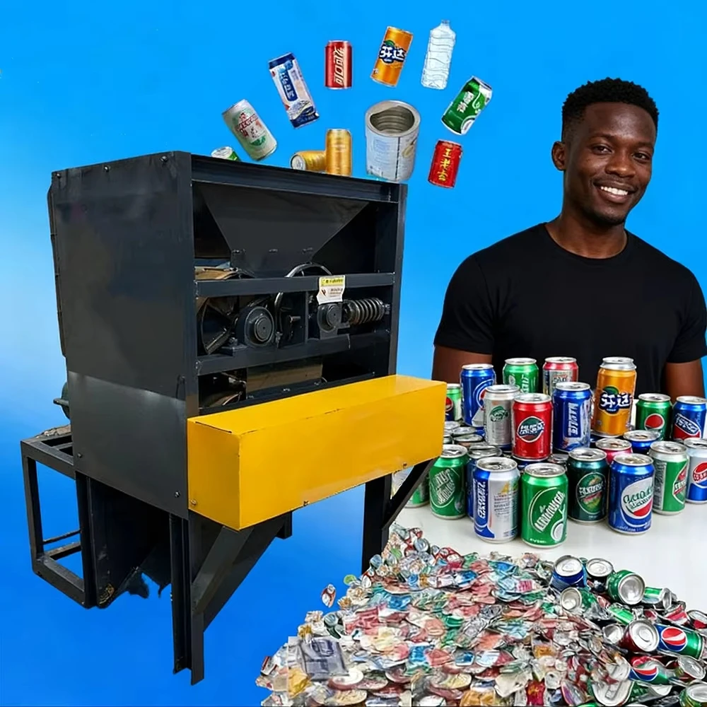 New Capacity Can Crusher Flattening Machine Tin Can Recycling Equipment with Core Motor and Bearing Aluminum Can Press Machine