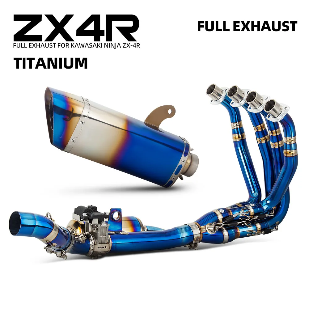 

Полностью титановая выхлопная система мотоцикла для Kawasaki ZX4R ZX4RR ZX-4R, глушитель трубки с электронными клапанами, эвакуационная линия