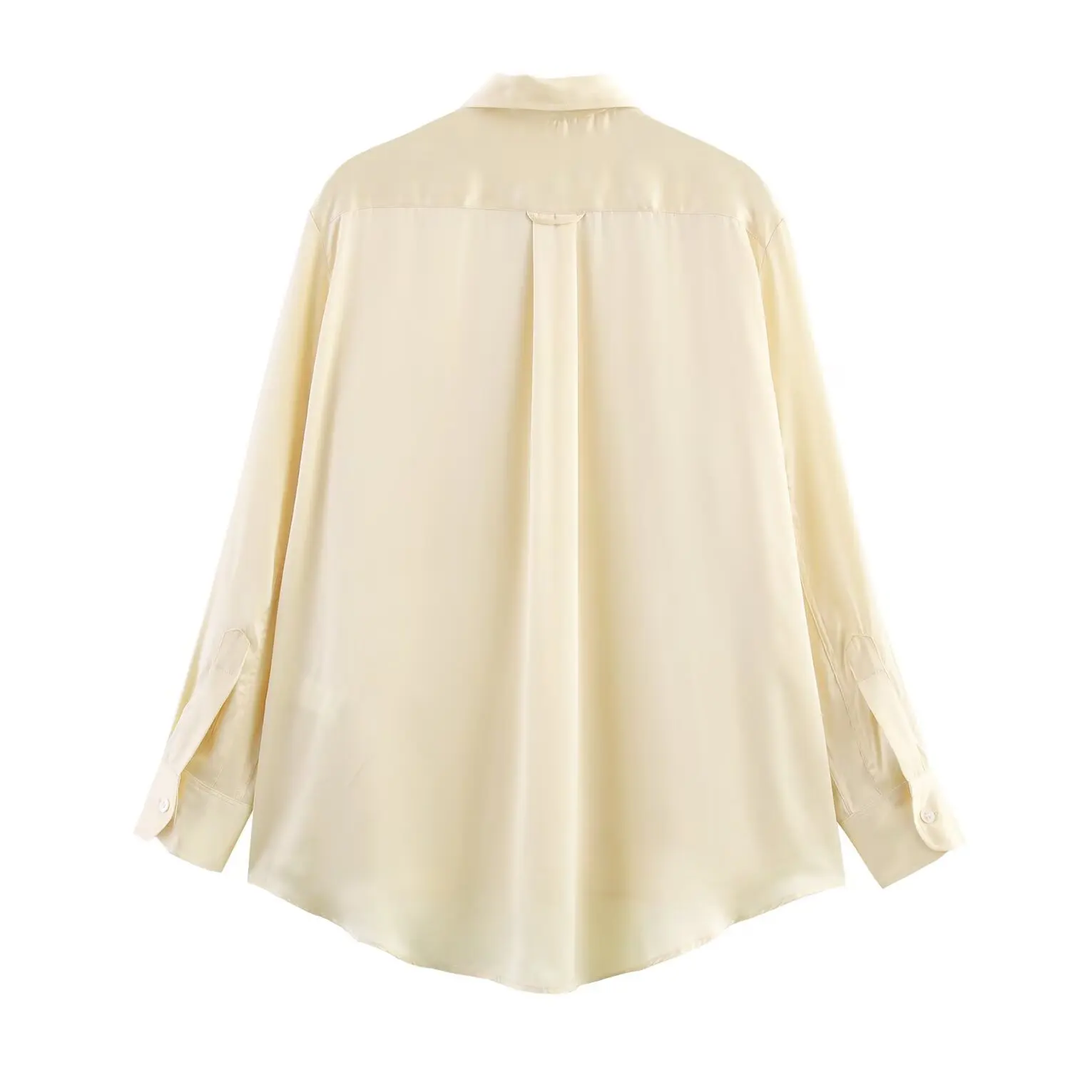 Camisa de cetim com acabamento de bolso Conjunto de duas peças de calças estilo pijama de cetim