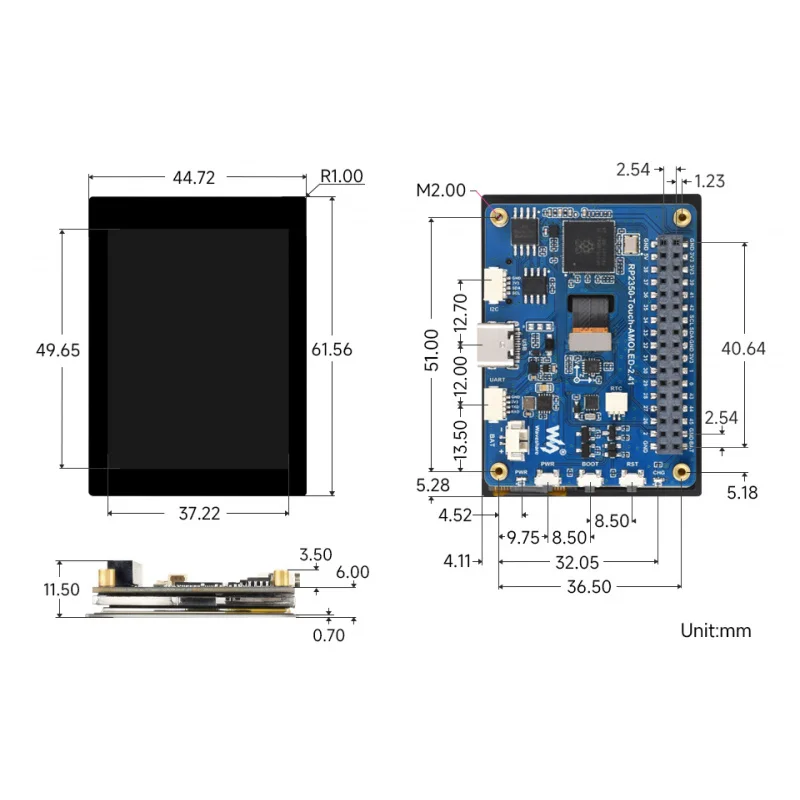 

SKU-31821 Waveshare RP2350 2.41inch AMOLED Touch Display Development Board, 450 × 600 Pixels, QSPI Interface, Dual-core & Dual-a