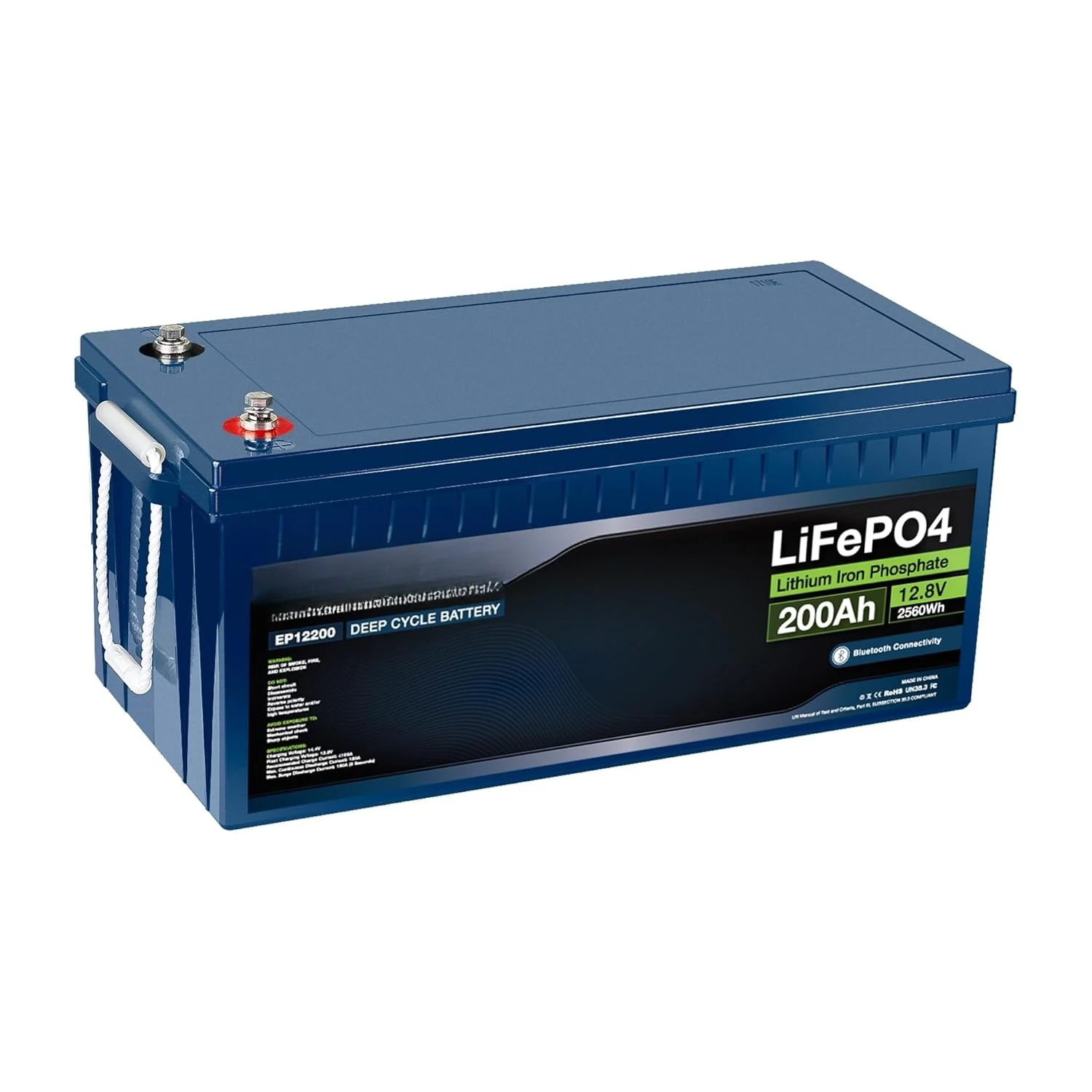 

12V 200Ah Lithium LiFePO4 Deep Cycle Rechargeable Battery | Bluetooth | 2500-7000 Life Cycles & 10-Year Lifetime |, Customized