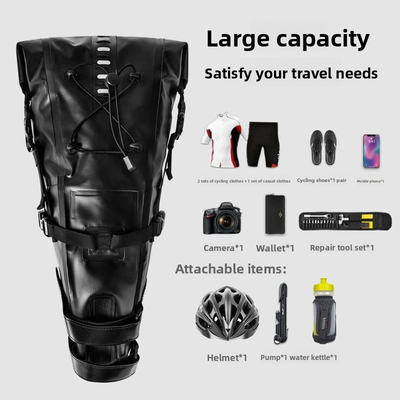 Large Capacity Cycling Saddle Bag Waterproof Long Distance Road Bike Rear Tail Storage Bag
