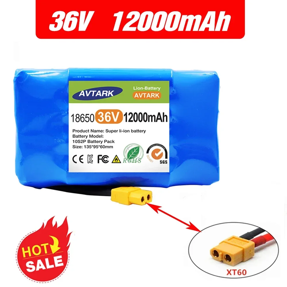 

Original 36V Battery pack 12000mAh 12Ah Rechargeable Lithium ion battery for Electric self balancing Scooter HoverBoard unicycle