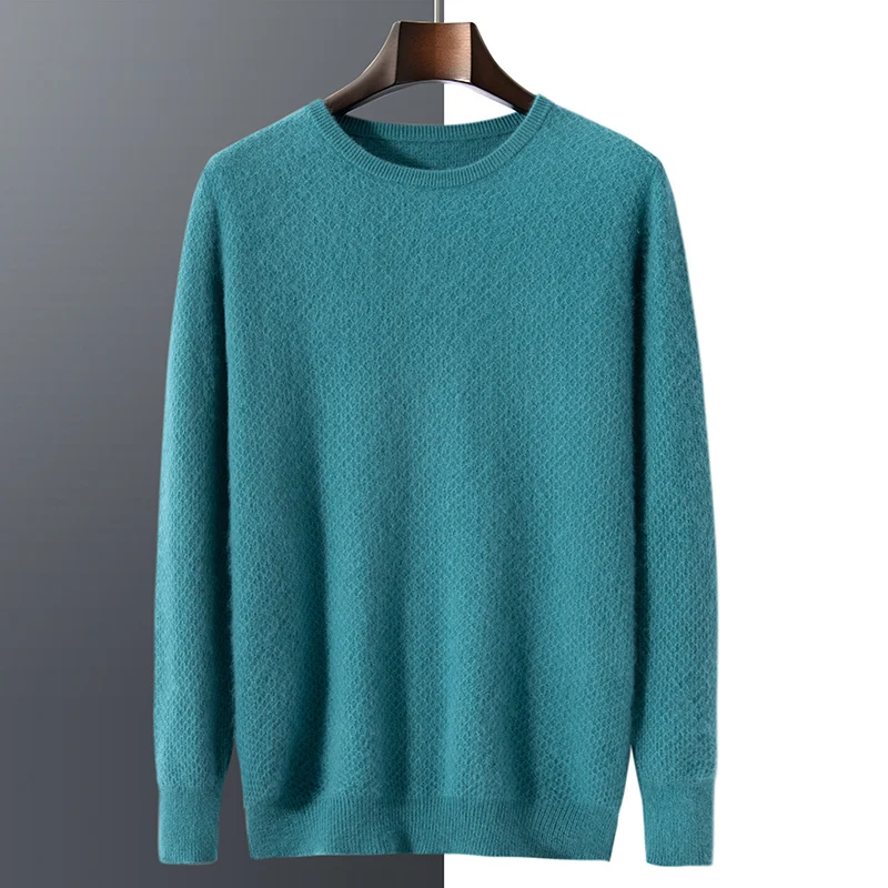 Ropa de marca de lujo con flores de panal para hombre, suéter de Cachemira de visón para otoño e invierno, Jersey de punto informal para hombre, tendencia de manga larga