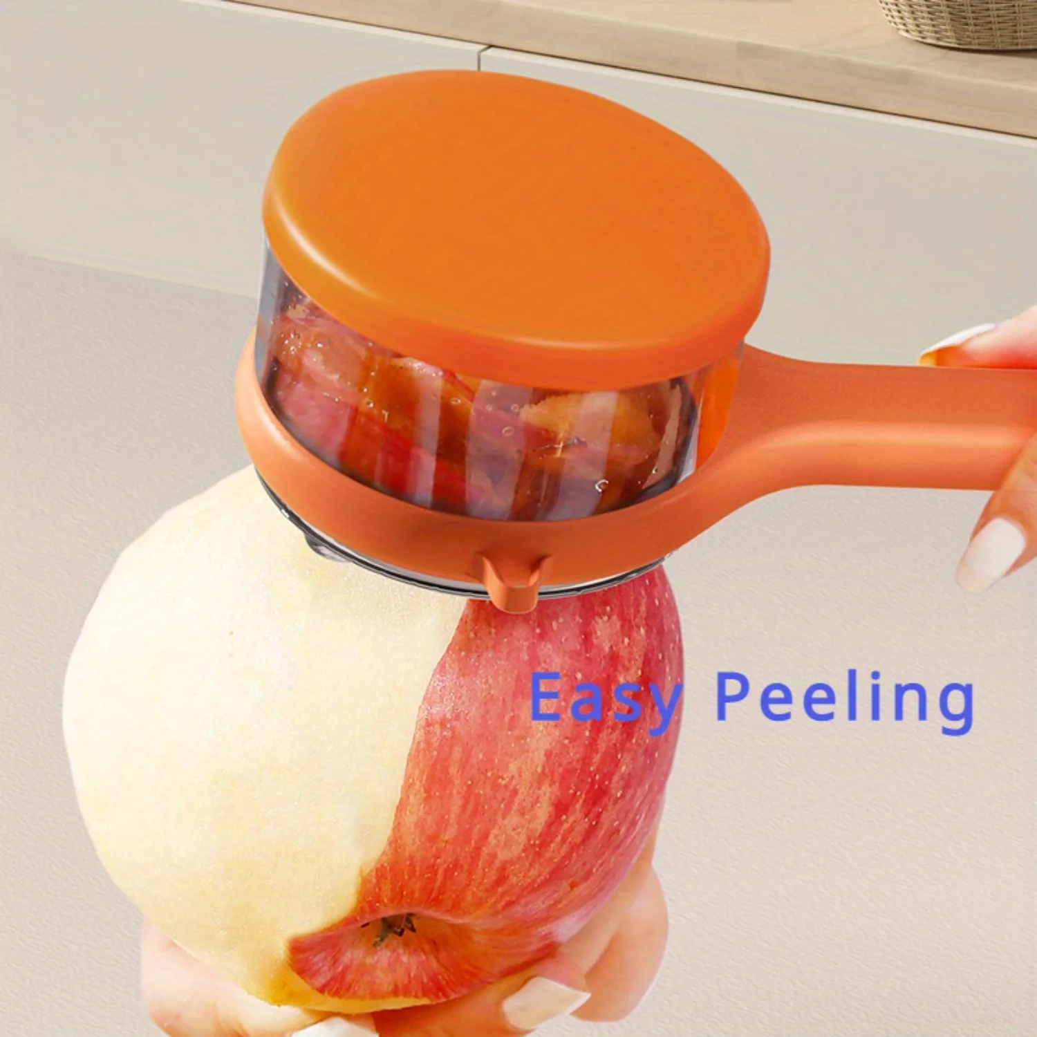 Fruit Peeler with  Container, Easy Peeling PS   Gadget, Durable Polystyrene Vegetable and Fruit Skin Remover with Built-In  Tray