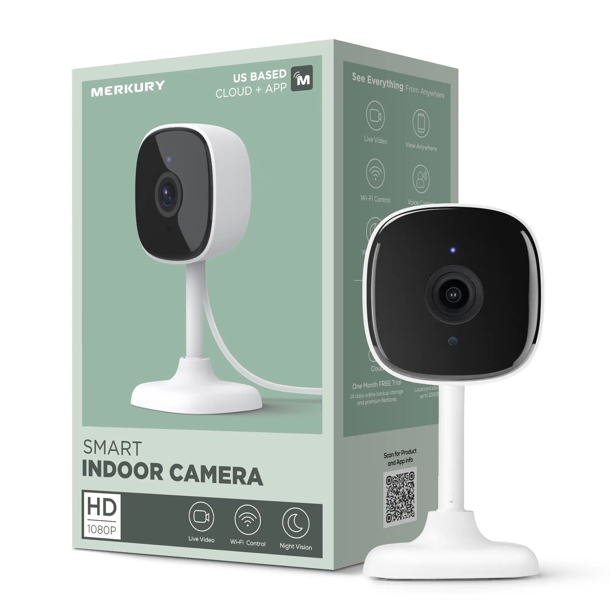 

Умная комнатная камера Merkury Smart 1080P с голосовым управлением-требуется Wi-Fi 2,4 ГГц