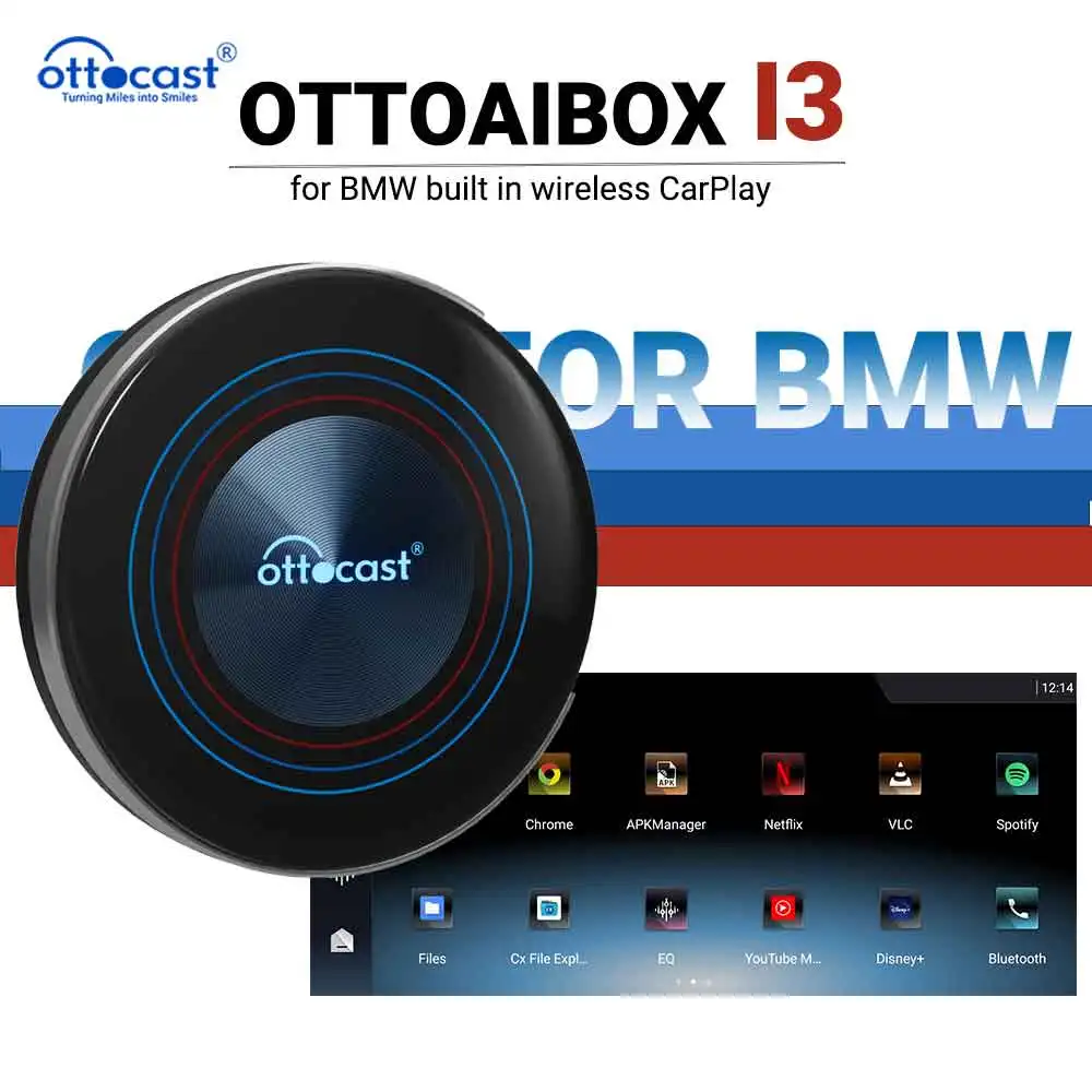 

2024 Newest BMW Android AI Box OttoAibox i3 Wireless TV Box HDMI Support for Youtube Netflix Car Accessories for BMW ID 6 7 8 9