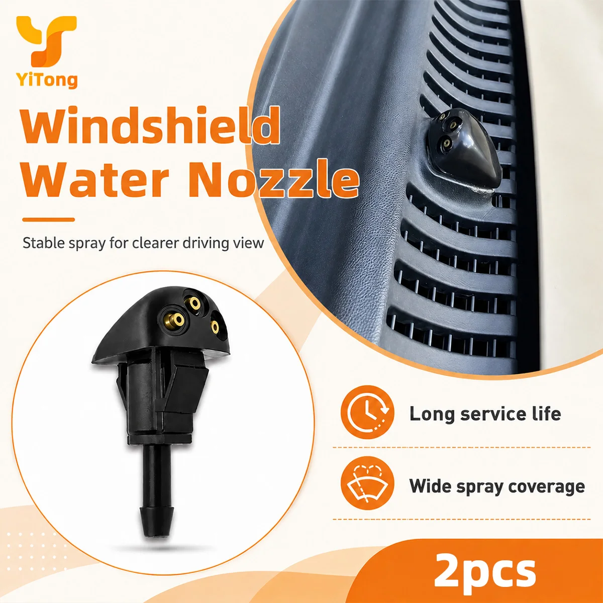 Yitong 2PCS Plastic High Quality Windshield Wiper Washer Spray Nozzle Fit For Hyundai Accent Elantra Santa Sonata 98630YY000